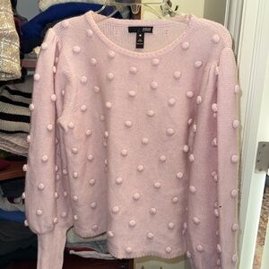 Aqua Cashmere Light Pink Pom-Pom Crew Neck Sweater